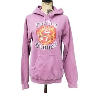 Rolling Stones Hoodie Size M Hot Topic Tattoo You Hood Sweatshirt Pink